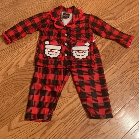 GIRLS’ SANTA CHECK 2-PIECE PAJAMAS - Picture 4 of 5